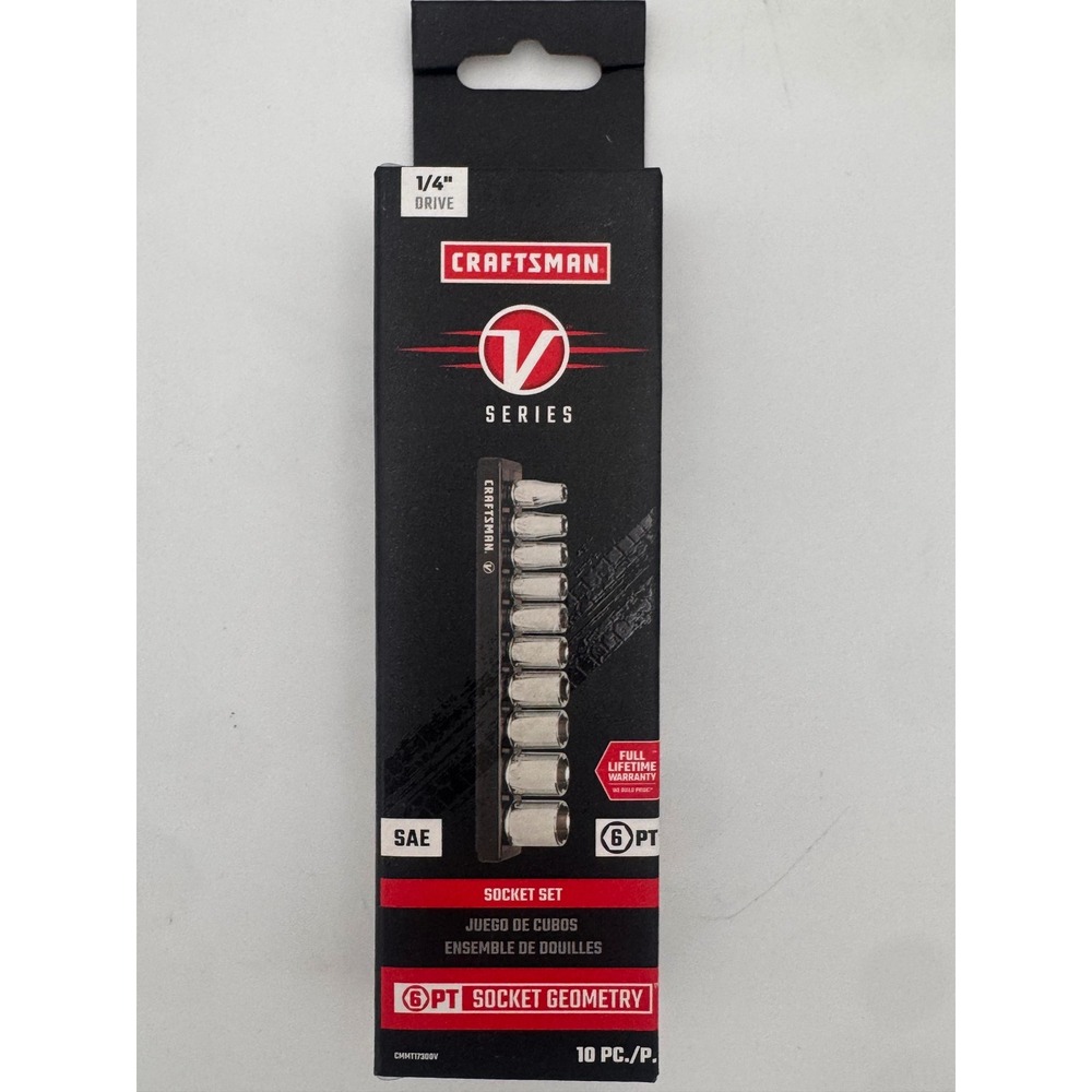 Craftsman V-Series 1/4 Drive 10 Piece SAE Deep Socket Set CMMT17300V No Slippage